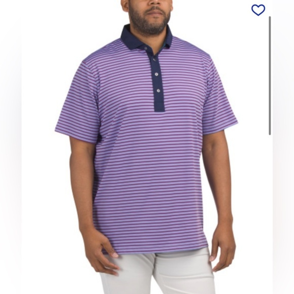 Greyson Striped Polo in Purple and Navy